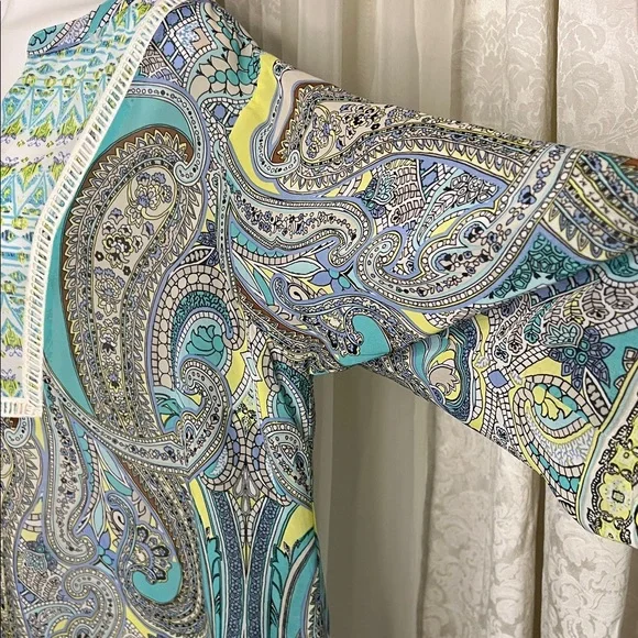 Valerie Stevens Aqua and Blue Paisley Blouse - Picture 3 of 8